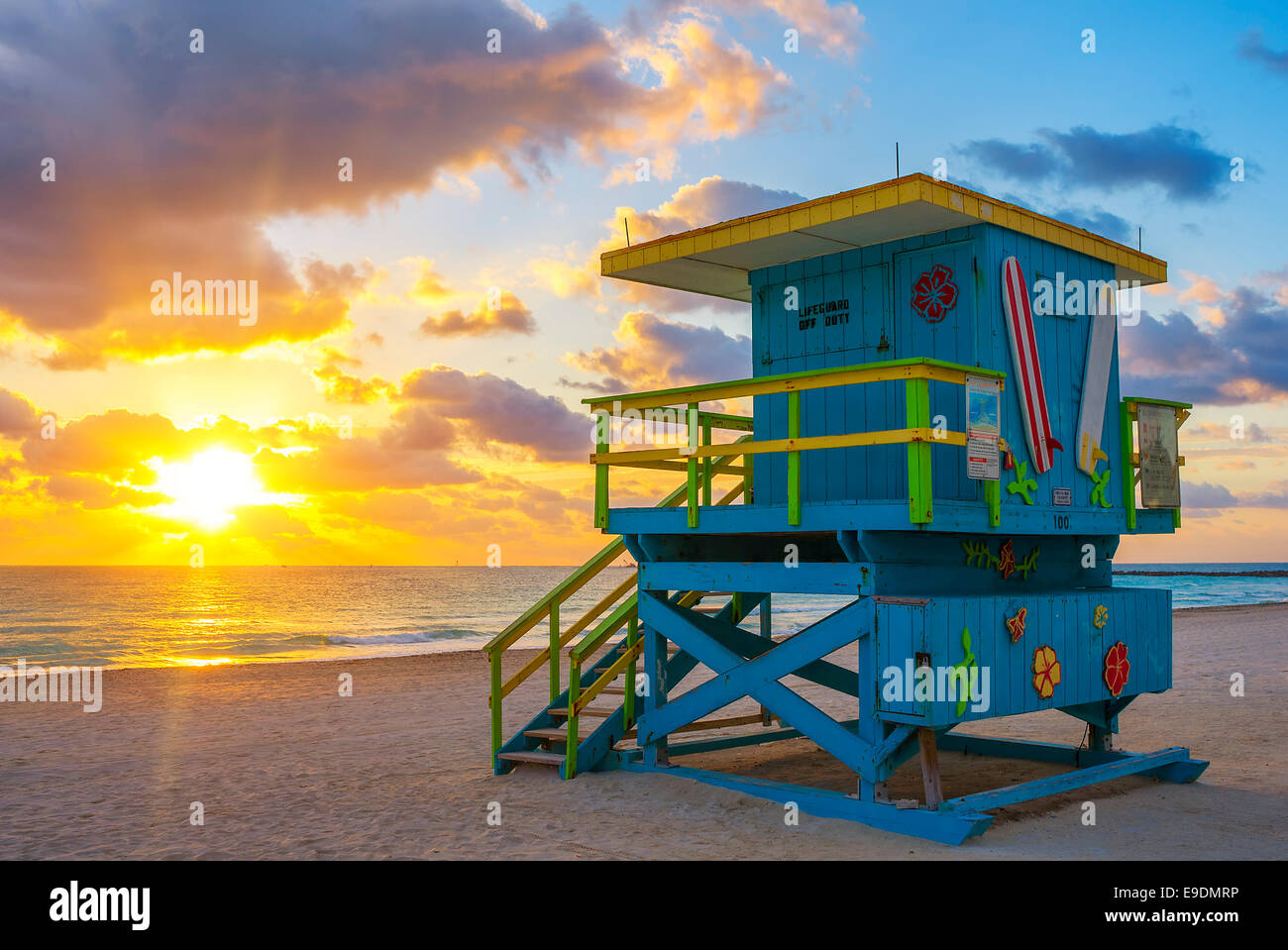Miami South Beach au lever du soleil, USA Banque D'Images