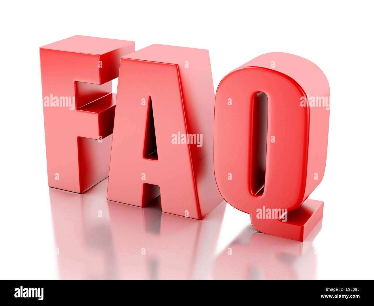 Droit de Foire Aux Questions. FAQ concept. 3d illustration sur fond blanc Banque D'Images
