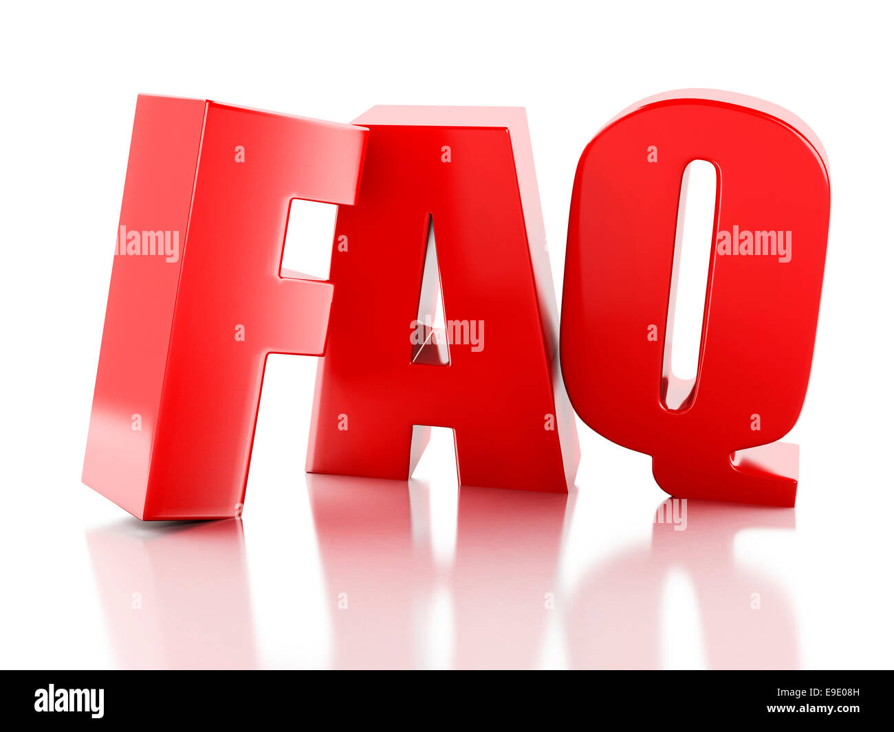 Droit de Foire Aux Questions. FAQ concept. 3d illustration sur fond blanc Banque D'Images