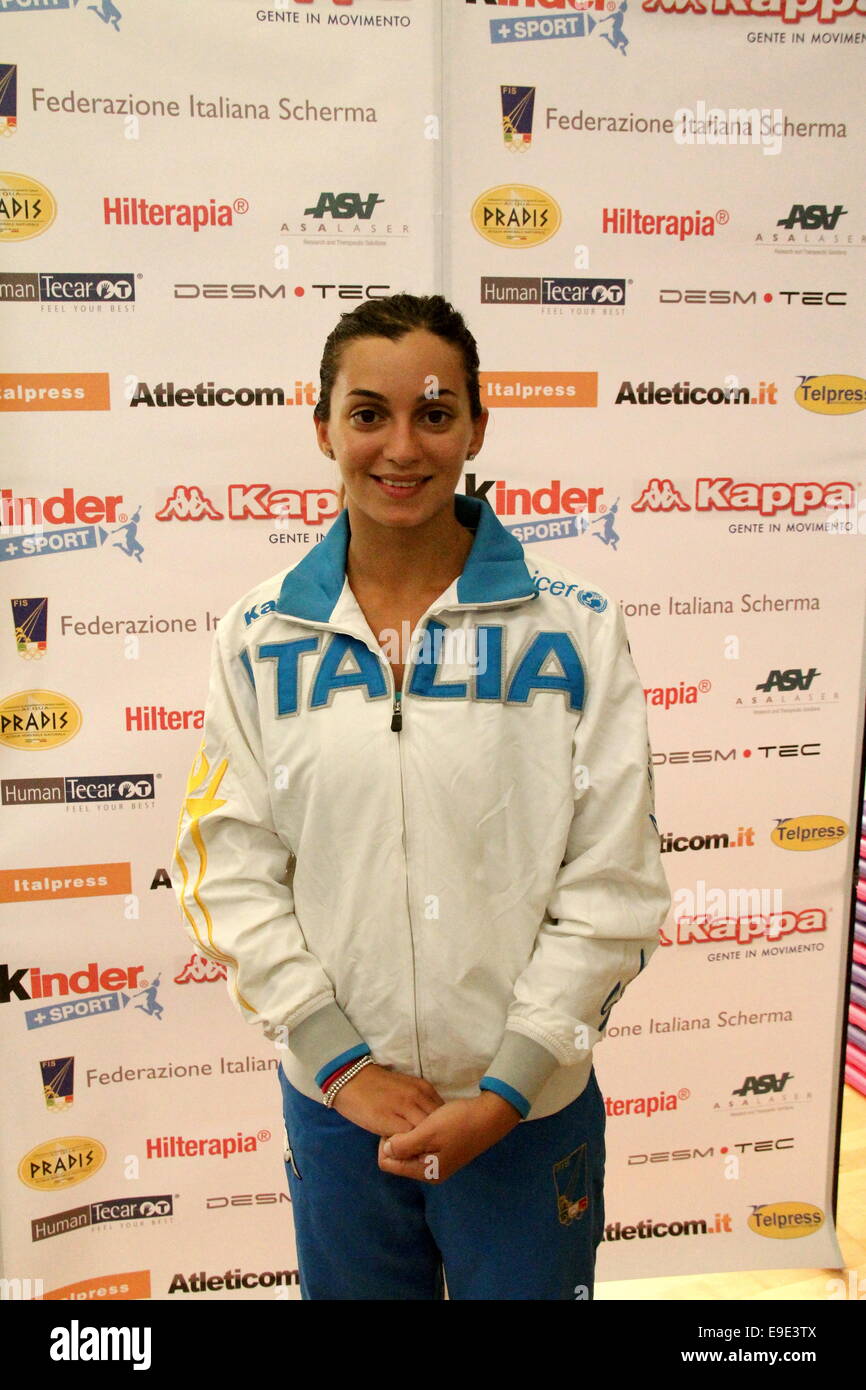 Legnano, Milan, Italie - Samedi 25 Octobre 2014 : Rossella Fiamingo, Italie - Au PalaBorsani à Castellanza, la Coupe du Monde de l'épée féminine individuelle. Credit : barbacane/Alamy Live News Banque D'Images