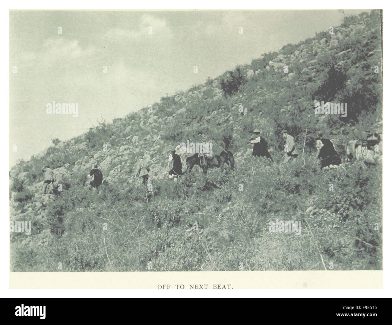 Page 203 de la publication de Lambart en 1895, montrant une scène de la vie d’un personnage, peut-être une figure militaire ou sociale. L'illustration capture le mouvement dynamique du personnage alors qu'il se dirige vers son prochain engagement ou tâche. Banque D'Images