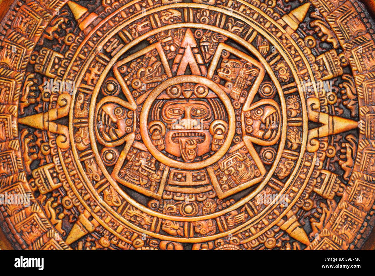 Vue rapprochée d'un calendrier Aztèque Banque D'Images