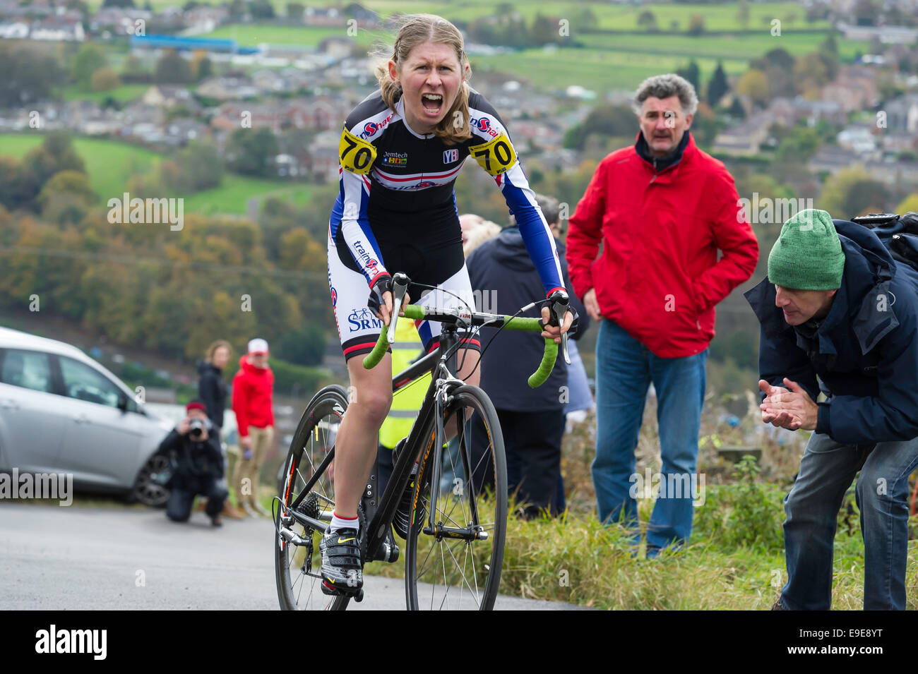 Stocksbridge, Sheffield, Royaume-Uni. 26Th Oct 2014. Lynn Hamel en compétition dans la région de Hill Climbing championnats 2014. Crédit : Jeremy Abrahams / Alamy Live News Banque D'Images