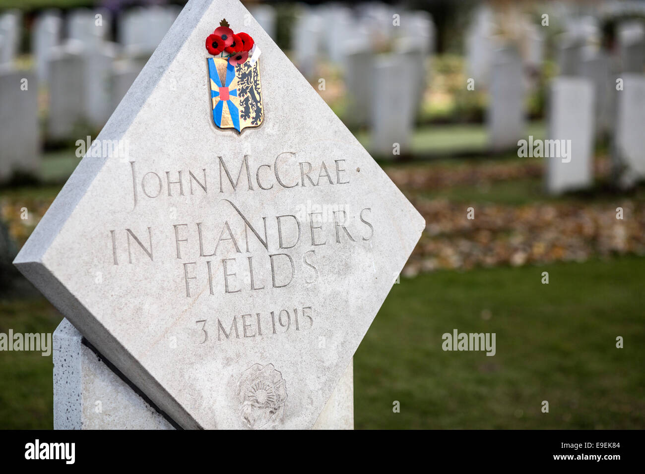 John McCrae Memorial, Essex Farm Cemetery, Ypres, Belgique. Banque D'Images