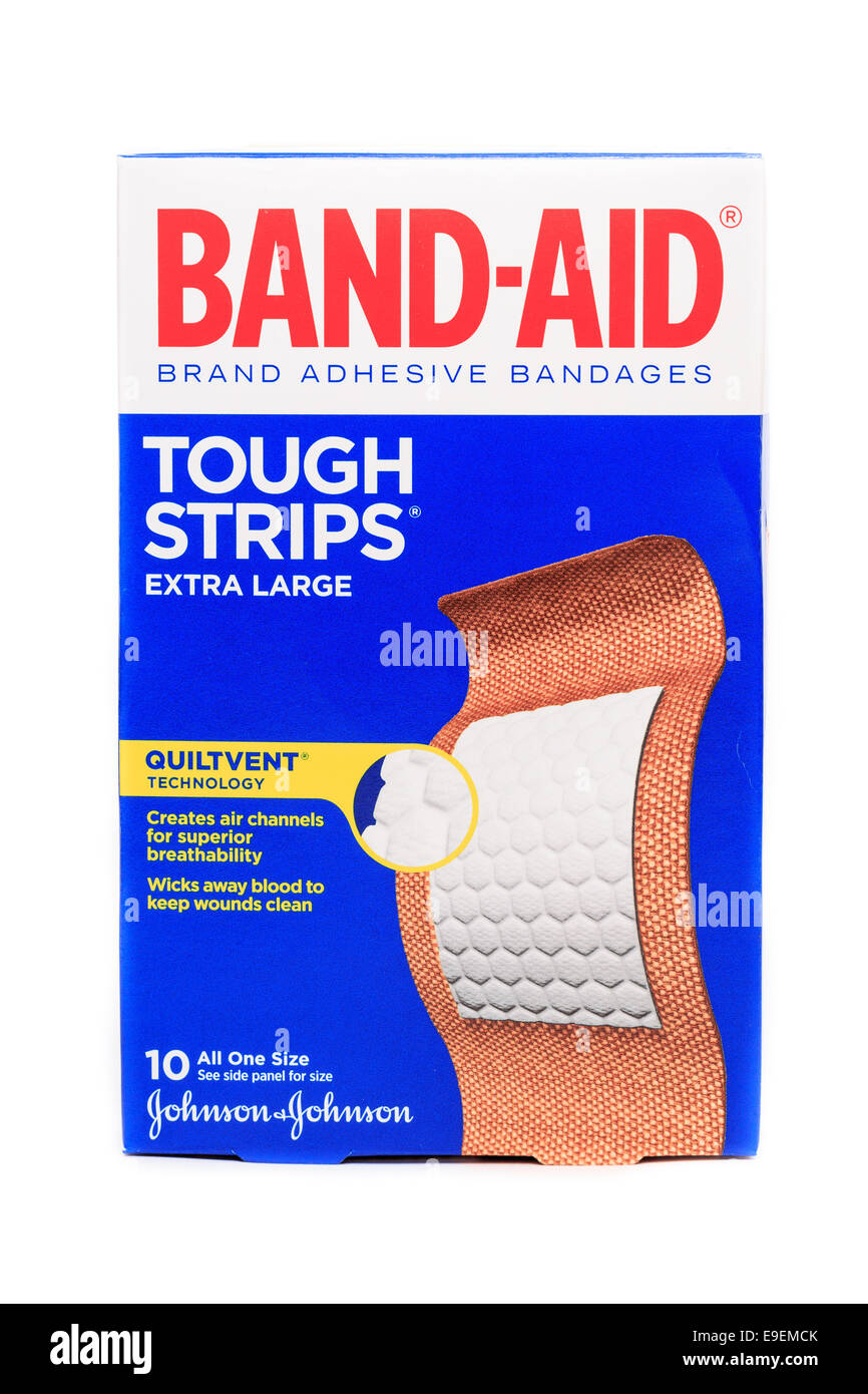 Johnson & Johnson marque Band-Aid Bandes difficiles pansements adhésifs  extra large Photo Stock - Alamy