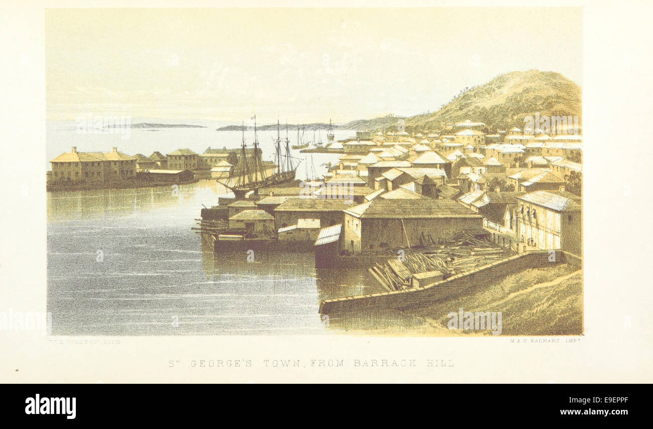 Cette image représente George’s Town depuis Barrack Hill, offrant une vue historique de l’aménagement de la ville et des caractéristiques clés depuis un point de vue important au sommet d’une colline. Banque D'Images