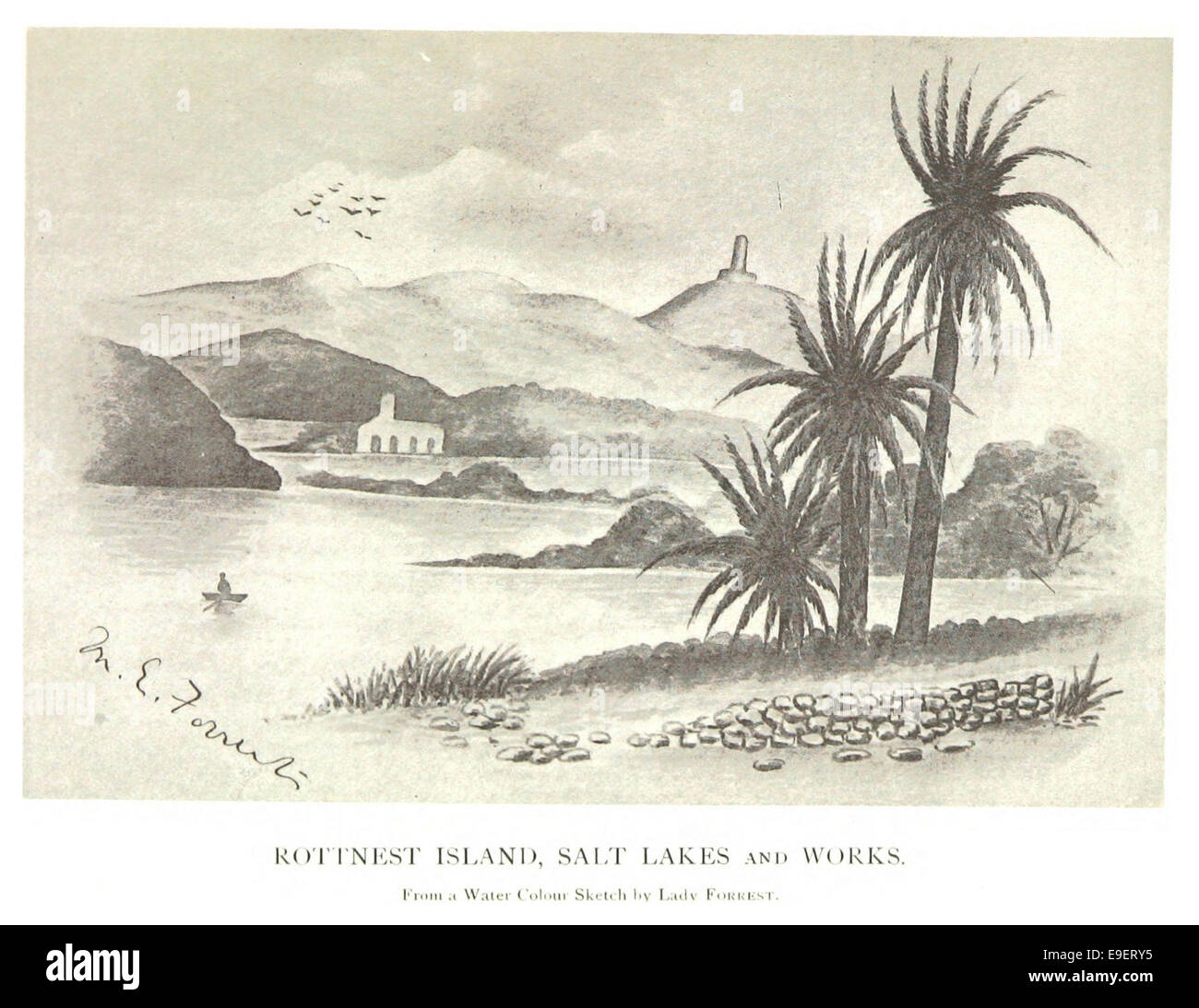 W.-Australie(1892) p019 l'île Rottnest, LACS DE SEL ET DE TRAVAUX Banque D'Images