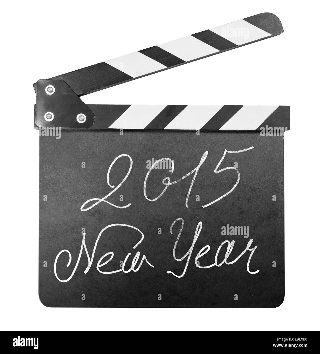Clapper board avec 2015 Nouvelle année isolés du texte Banque D'Images
