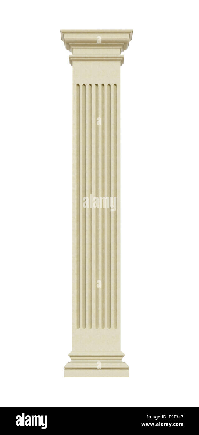 Vue de face d'une colonne de pierre rectangulaire avec rainures isolé sur blanc - le rendu 3D Banque D'Images