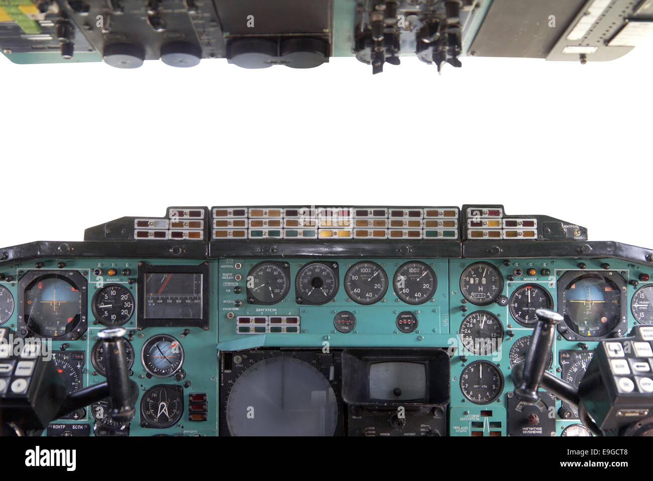Cockpit de l'avion TU-144. Banque D'Images