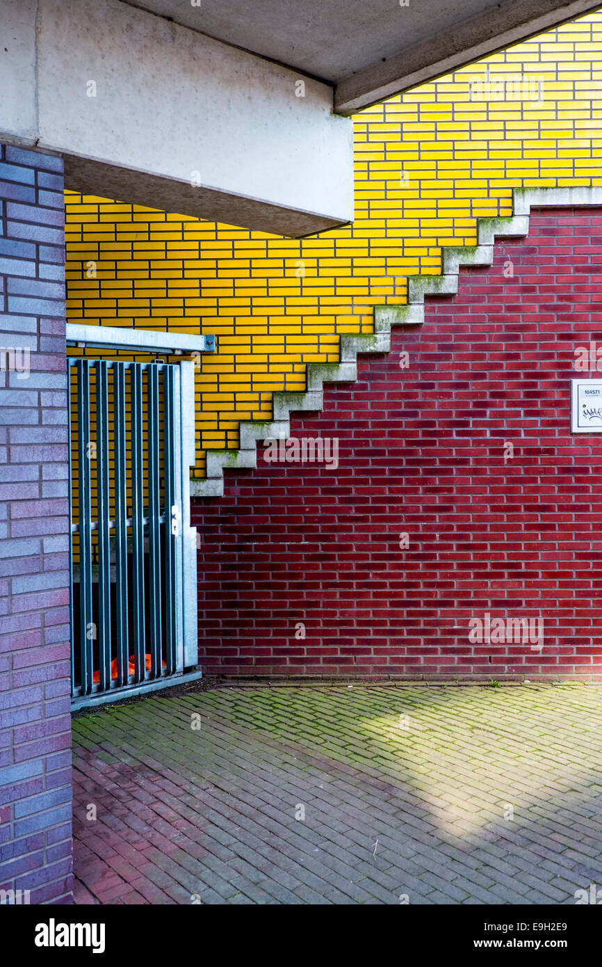 Les murs de briques, Sporenburg Eiland, Amsterdam, Eastern Docklands, province de la Hollande du Nord, Pays-Bas Banque D'Images
