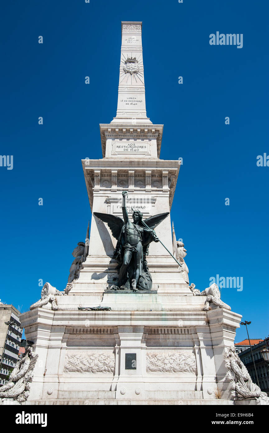 Monument de la place Restauradores, restaurateurs, Lisbonne, Lisbonne, Portugal District Banque D'Images