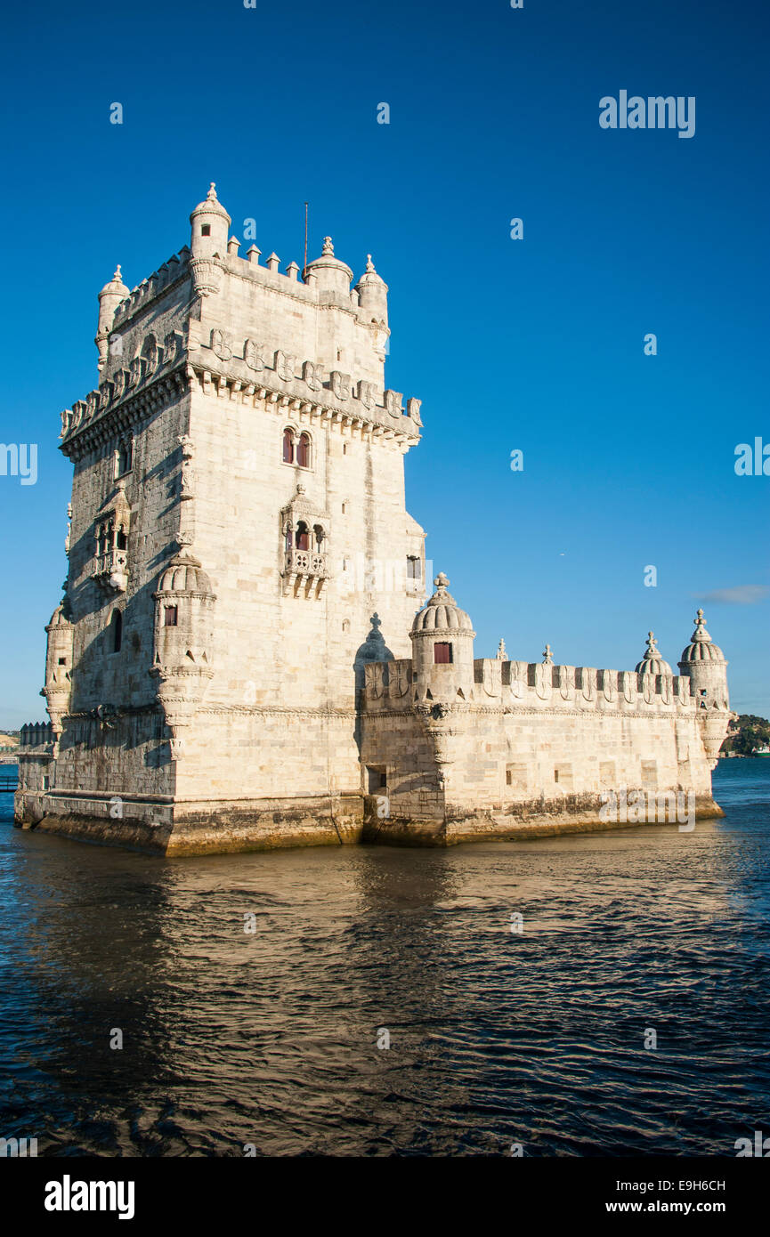 La Torre de Belém, La Tour de Belém, à Belém, Lisbonne, Portugal, Lisbonne Banque D'Images