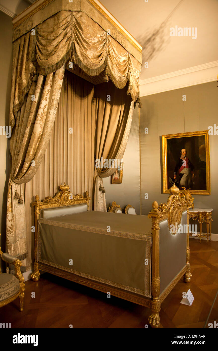 Chambre et lit dans la Résidence de Munich, Munich, Haute-Bavière, Bavière, Allemagne Banque D'Images