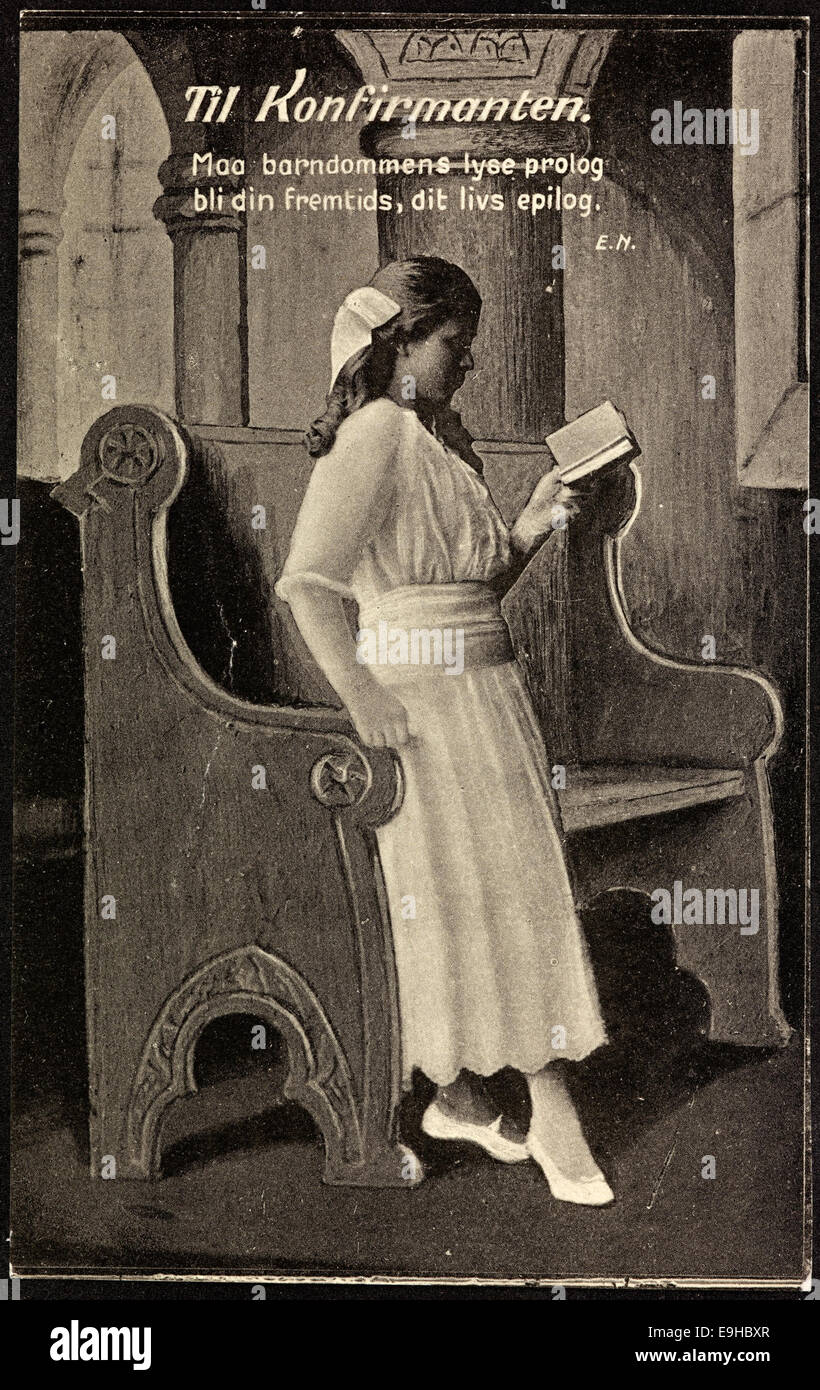 Jusqu'Konfirmanten barndommens Maa : lyse bli prolog, fremtids livs din dit d'Epilog. E. N., ca. 1914 Banque D'Images