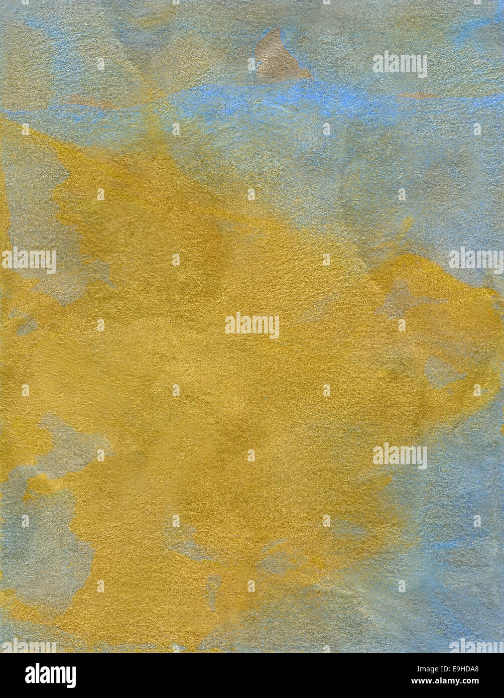 L'or et bleu clair peinture gouache sur papier Banque D'Images
