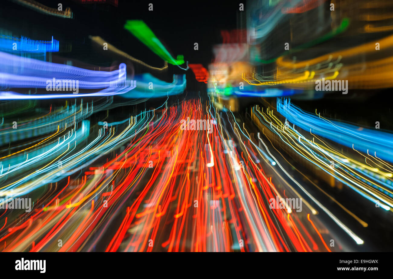 Feux de circulation dans le motion blur Banque D'Images