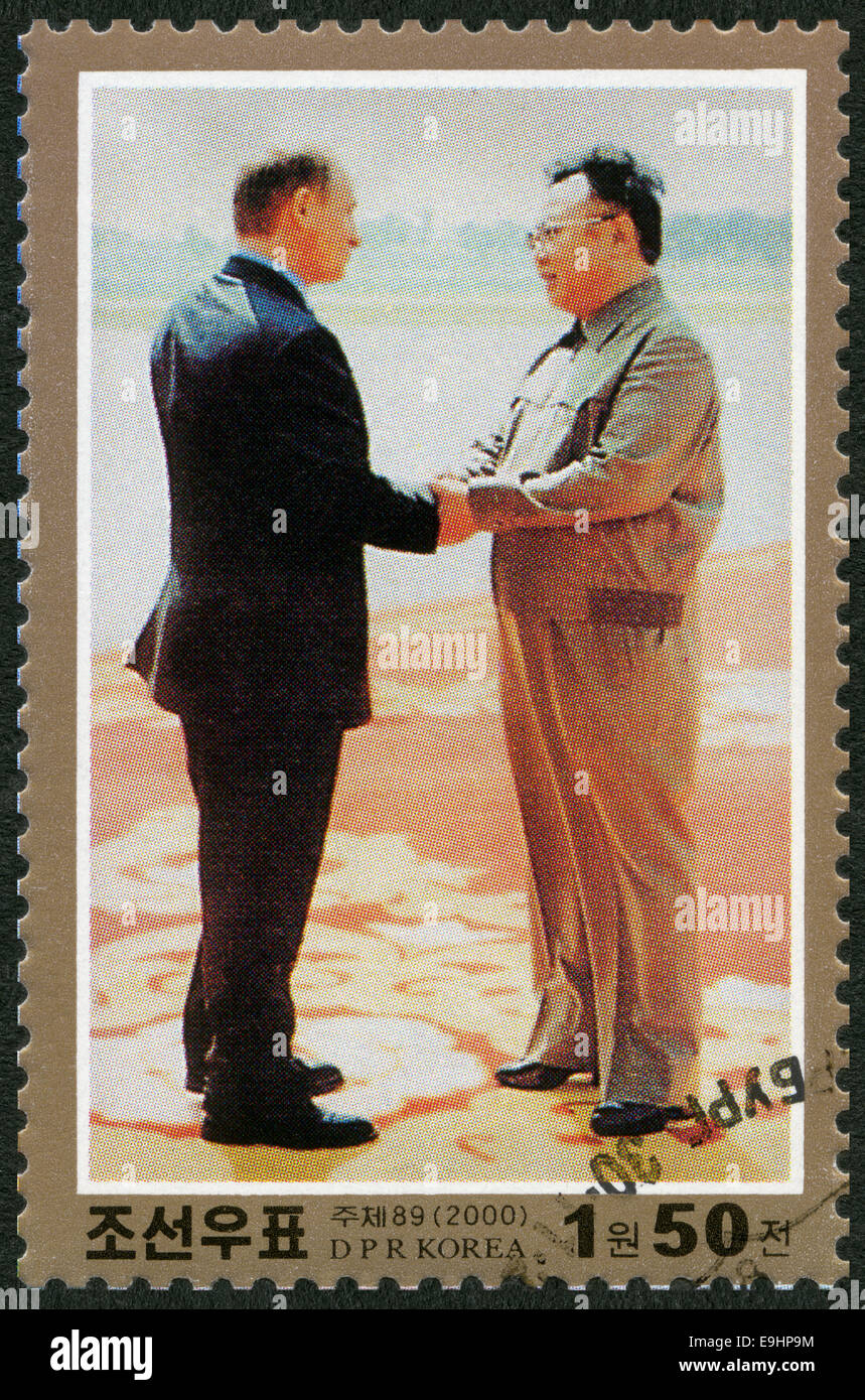 La CORÉE DU NORD - 2000 : montre Kim Jong Il et le président Poutine, visite de Kim Jong Il à la Russie Banque D'Images