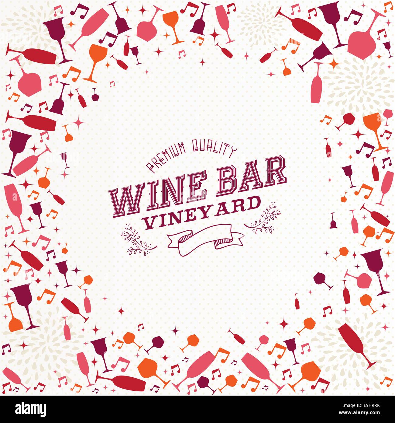 Vintage Wine bar à cocktails pour la conception de l'étiquette de fond menu resto ou le vignoble. Fichier vectoriel EPS10 organisé en couches pour l'edi facile Banque D'Images