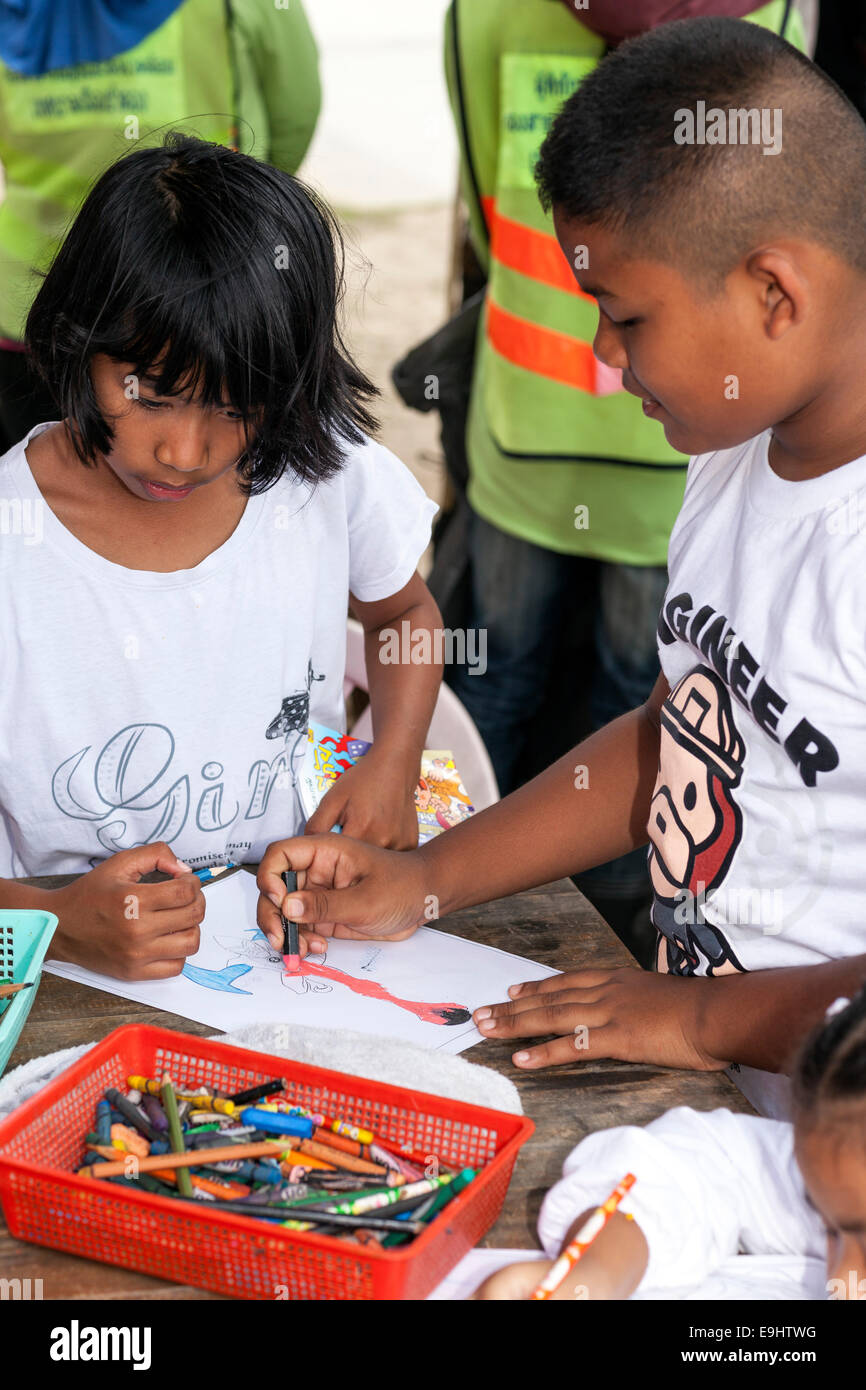 Les enfants dessin, Phuket, Thaïlande, Thai Banque D'Images