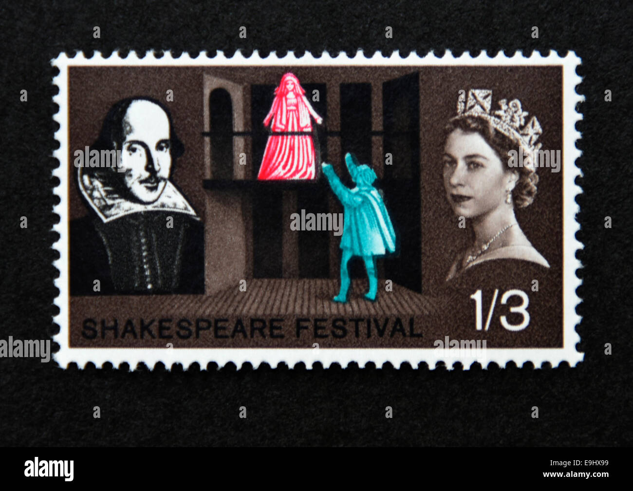 Timbre-poste. La Grande-Bretagne. La reine Elizabeth II. Shakespeare Festival. 1964. Banque D'Images