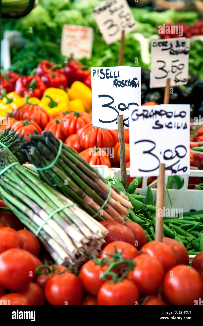 Affichage de légumes, marché des producteurs, Venise, Italie Banque D'Images