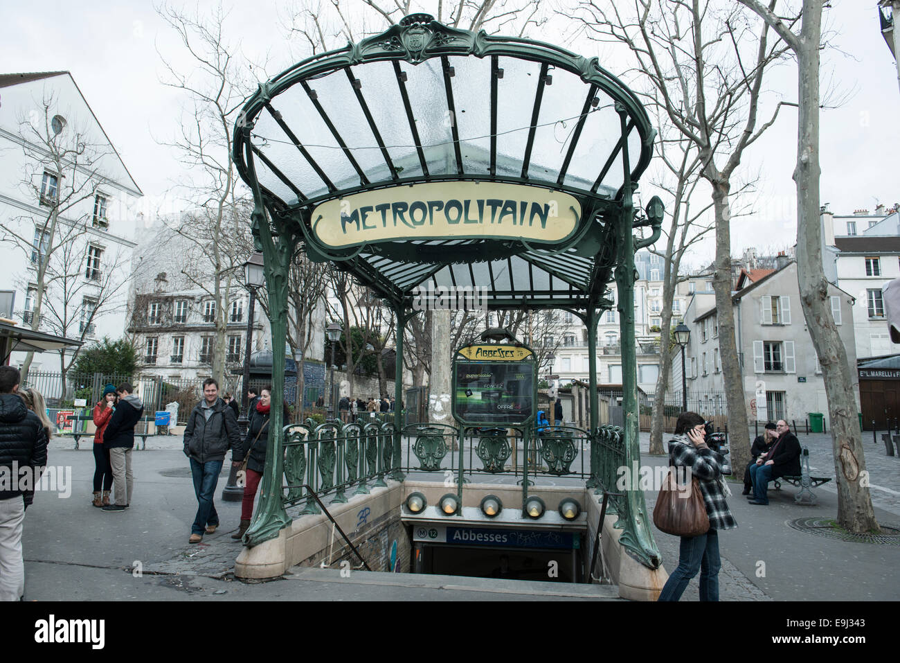 Magnifique hôtel art nouveau paris métro panneaux pour le transport public des stations de métro Banque D'Images