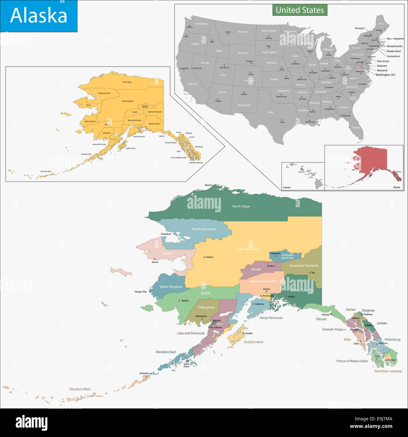 Carte de l’Alaska Banque D'Images