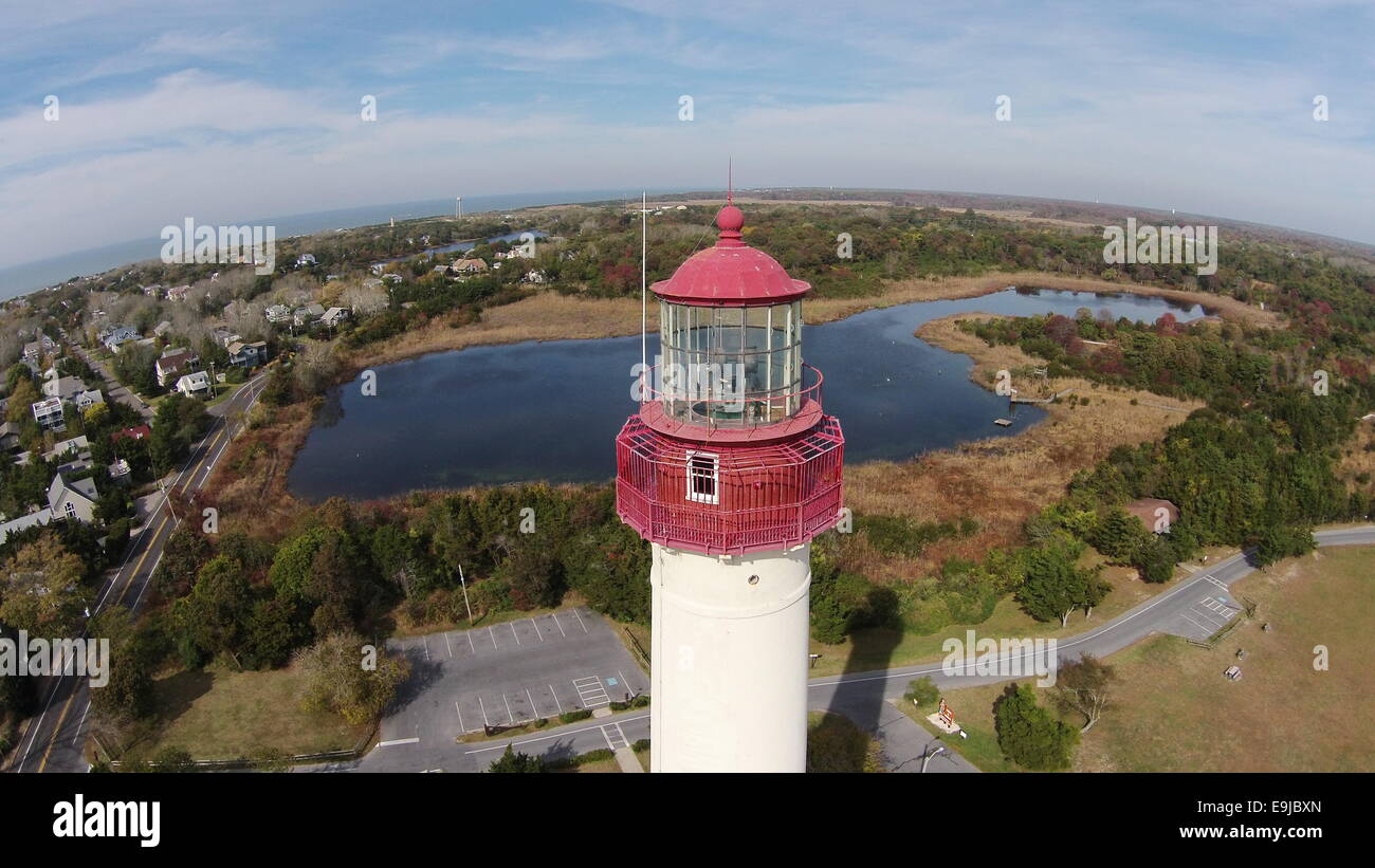 Vue aérienne de haut de Cape May Lighthouse à Cape May, New Jersey Banque D'Images