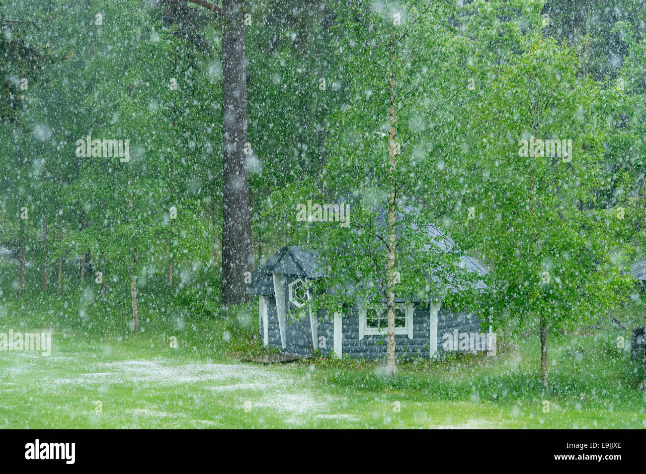 Sauna finlandais à hail, Martinselkosen, Suomussalmi, Kainuu, Finlande Banque D'Images