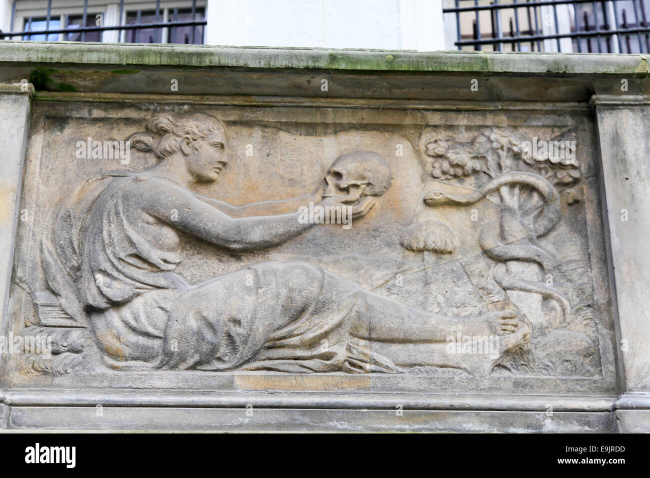 18e siècle La science bas-relief Tenement Houses, Gdansk Pologne Banque D'Images