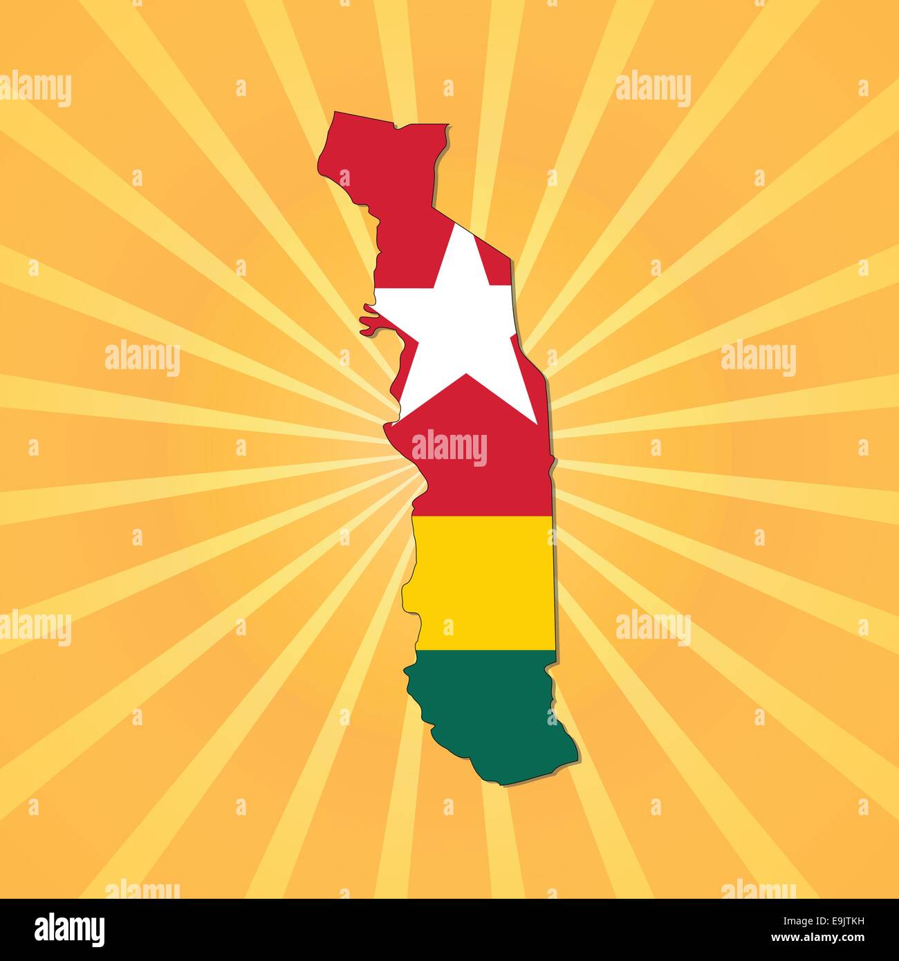 Togo carte drapeau sur blue sunburst illustration Illustration de Vecteur