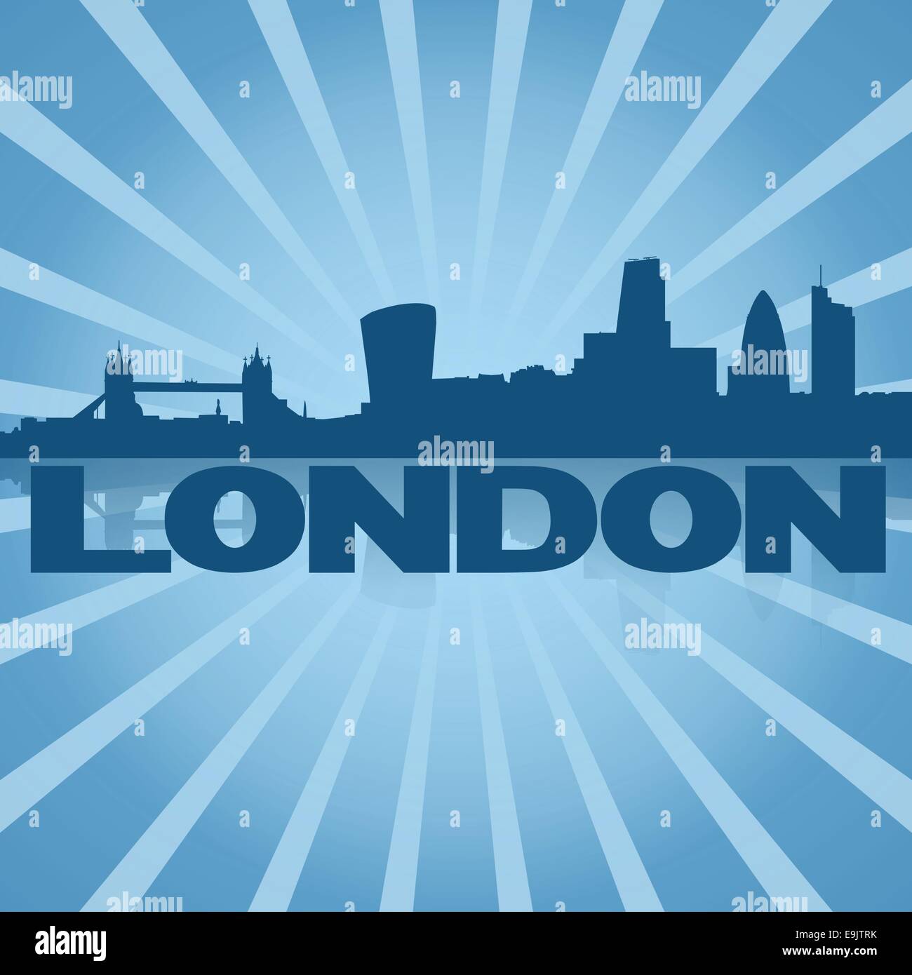 Toits de Londres sur blue sunburst illustration Illustration de Vecteur