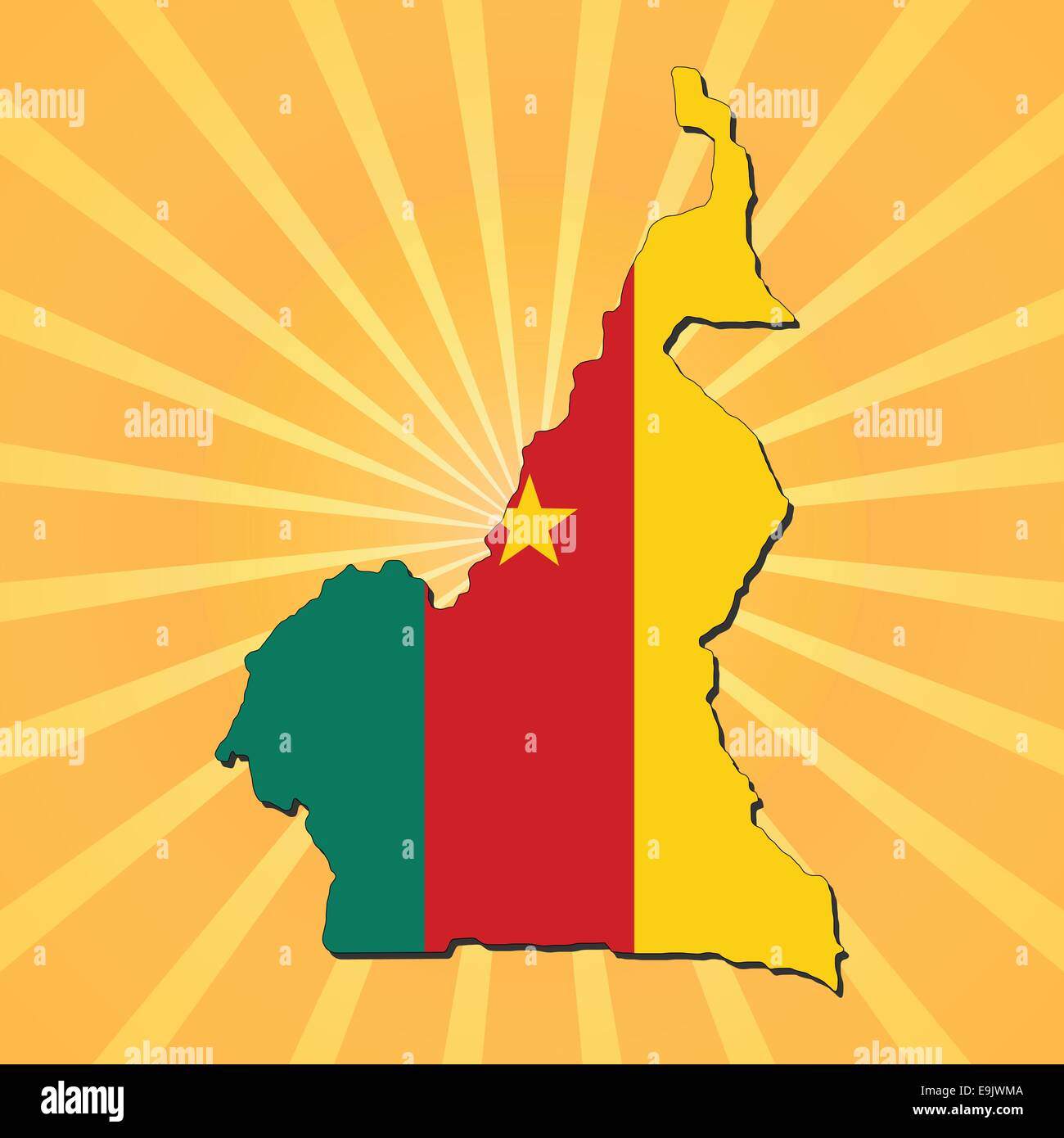 Cameroun carte drapeau sur la solarisation illustration Illustration de Vecteur