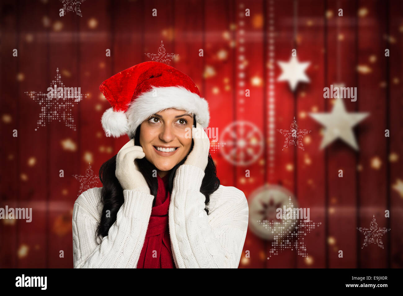 Image composite de femme regardant au loin Banque D'Images