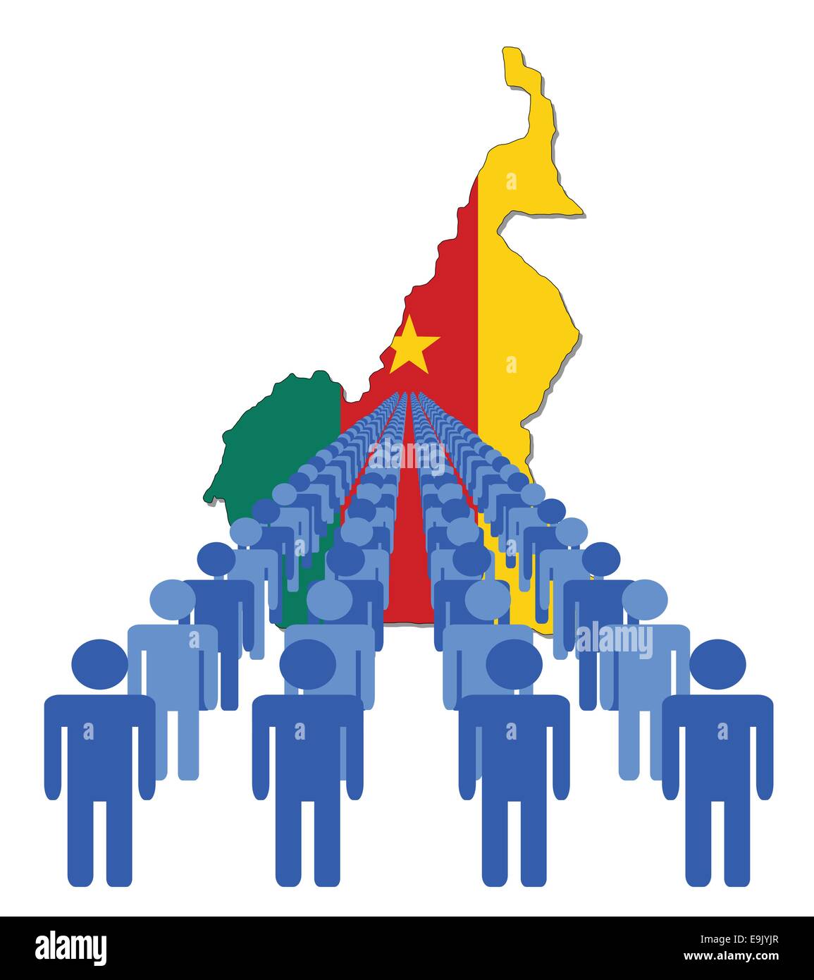 Lignes de gens avec le Cameroun carte drapeau vector illustration Illustration de Vecteur
