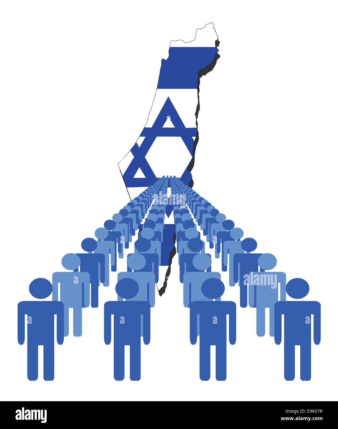 Lignes de gens avec Israël carte drapeau vector illustration Illustration de Vecteur