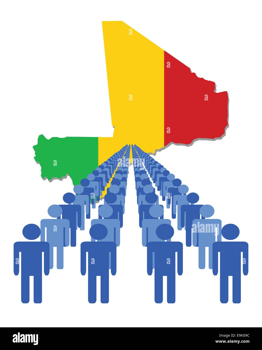 Lignes de gens avec le Mali carte drapeau vector illustration Illustration de Vecteur