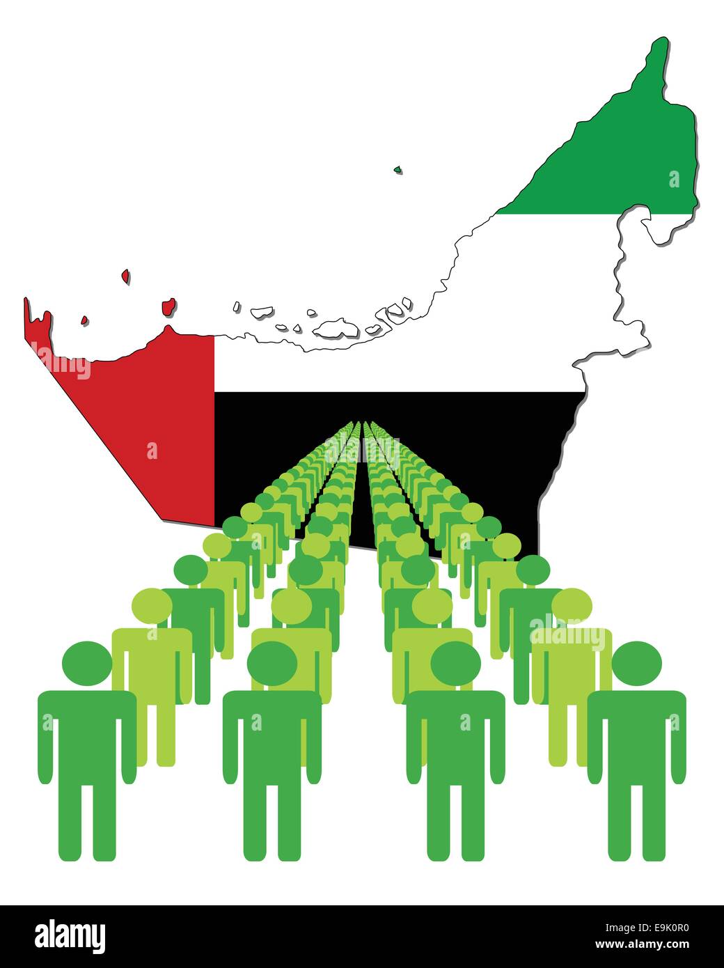 Lignes de gens avec Emirats Arabes Unis carte drapeau vector illustration Illustration de Vecteur