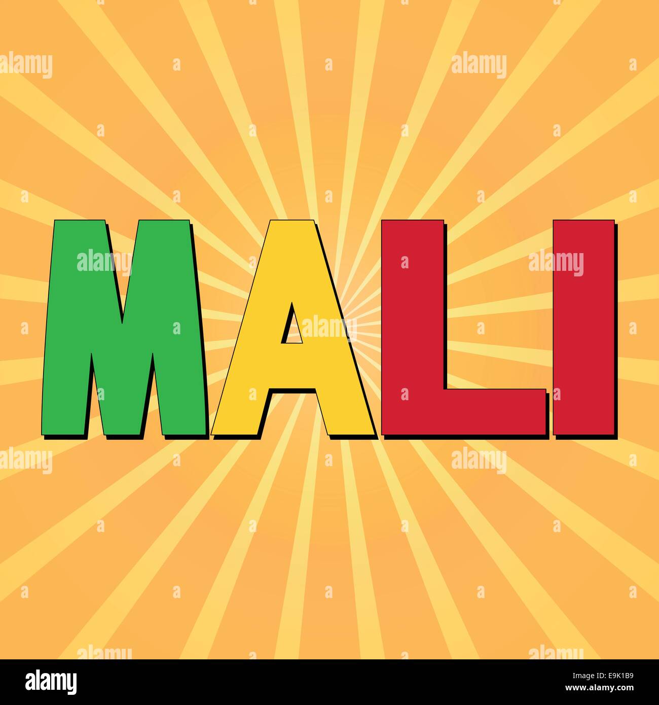 Drapeau Mali avec la solarisation texte illustration Illustration de Vecteur