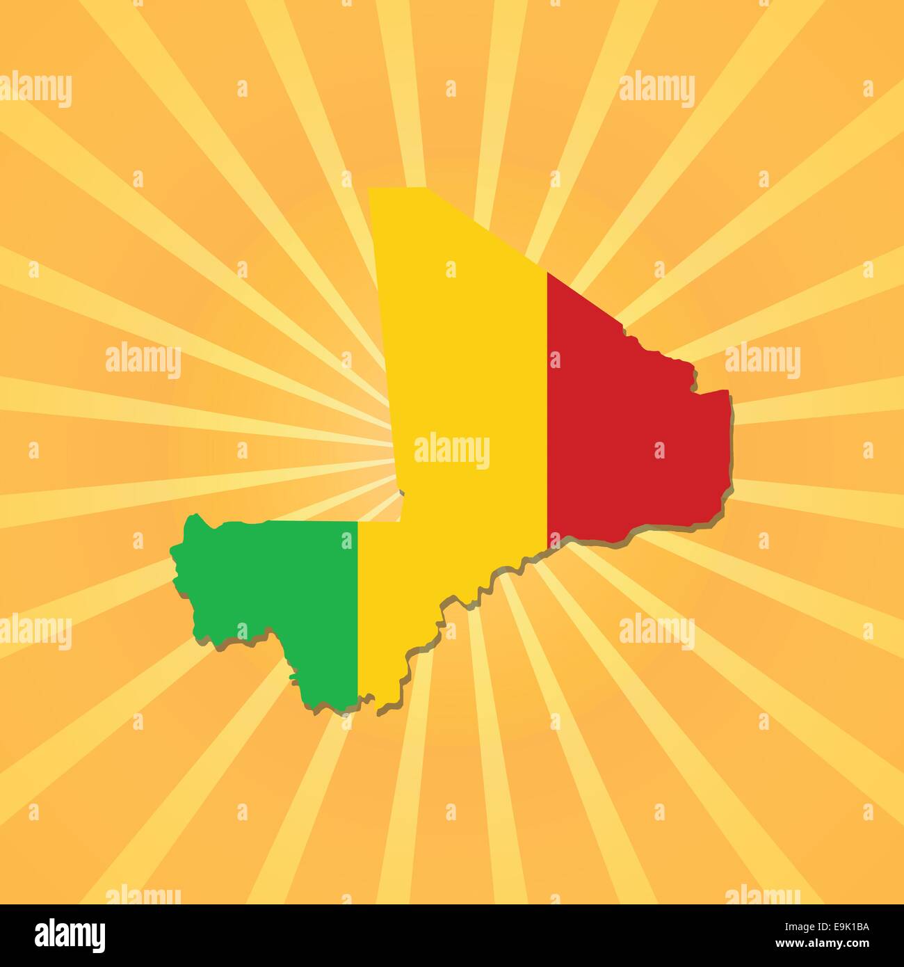 Mali carte drapeau sur la solarisation illustration Illustration de Vecteur