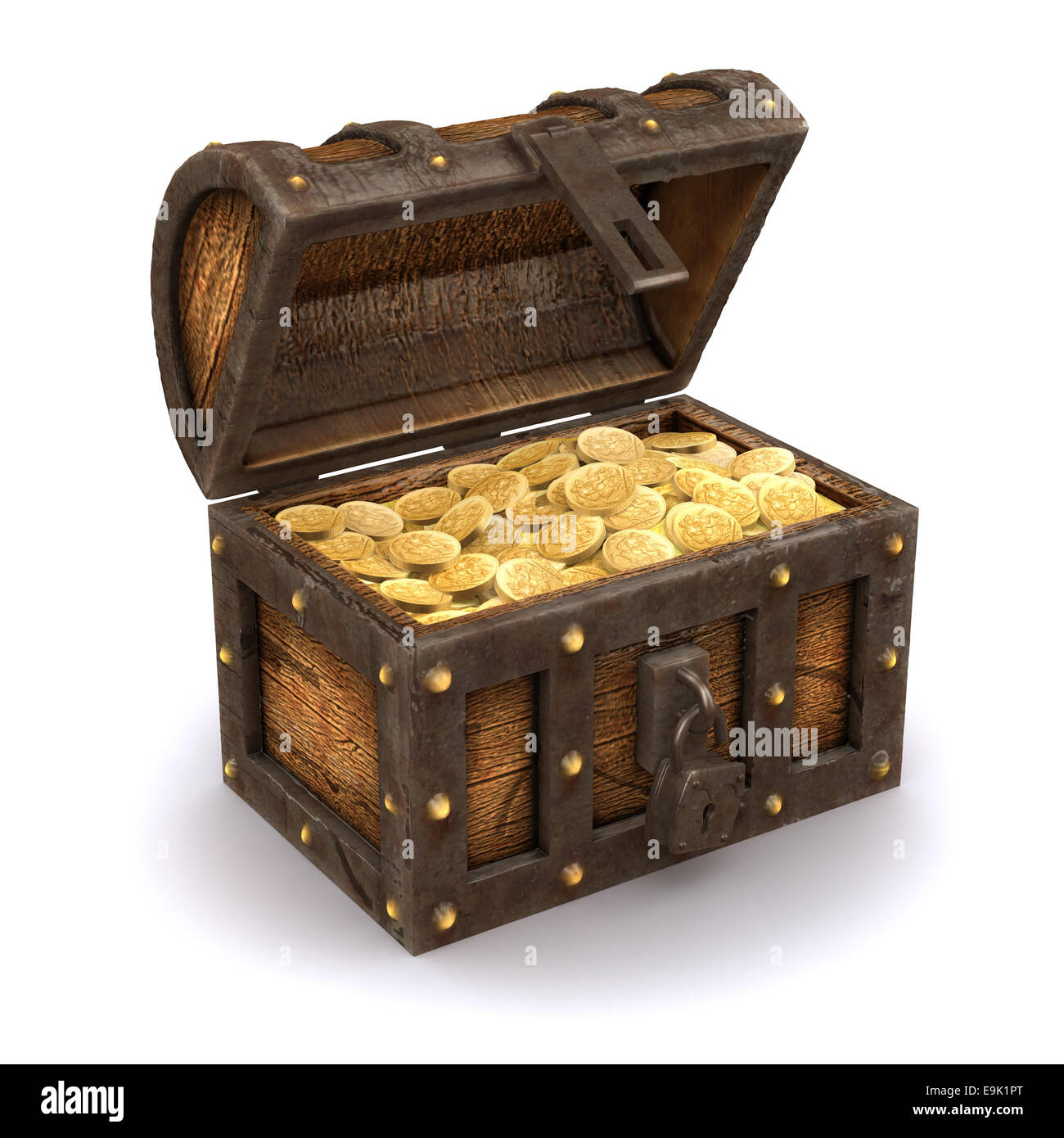 3D render of un coffre de trésor plein d'or Banque D'Images