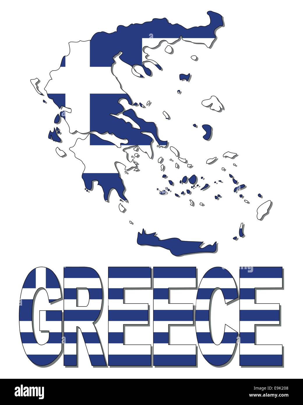 Grèce carte drapeau texte et illustration Illustration de Vecteur