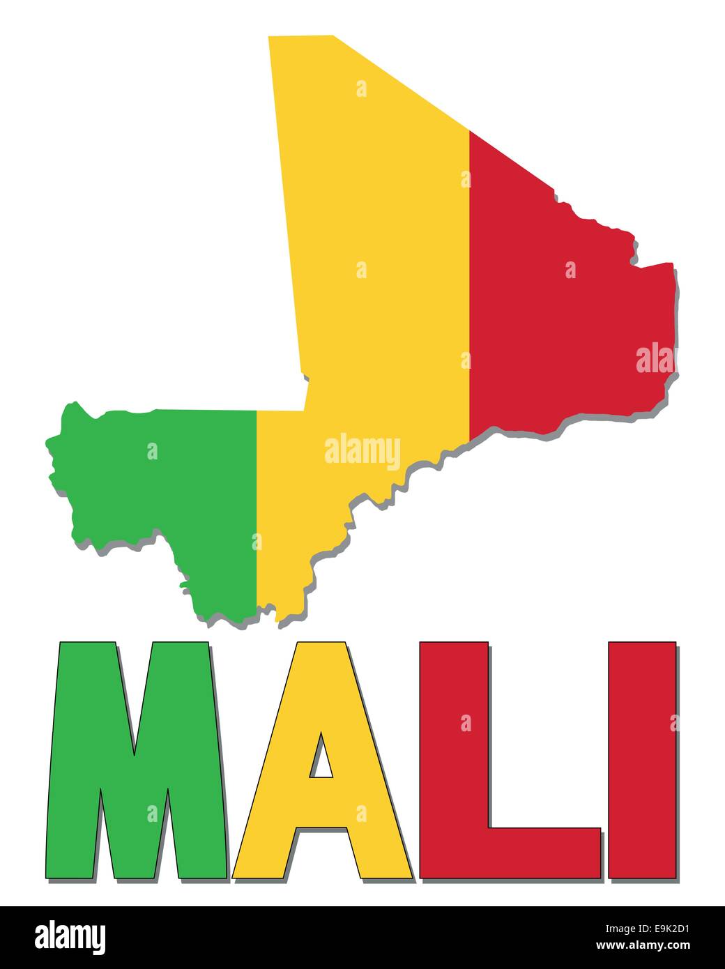 Mali carte drapeau texte et illustration Illustration de Vecteur