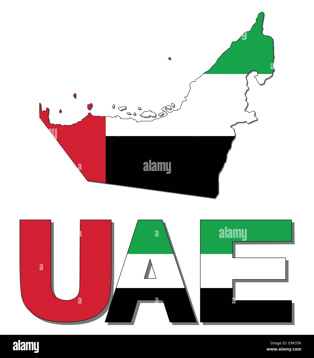 Emirats Arabes Unis carte drapeau texte et illustration Illustration de Vecteur