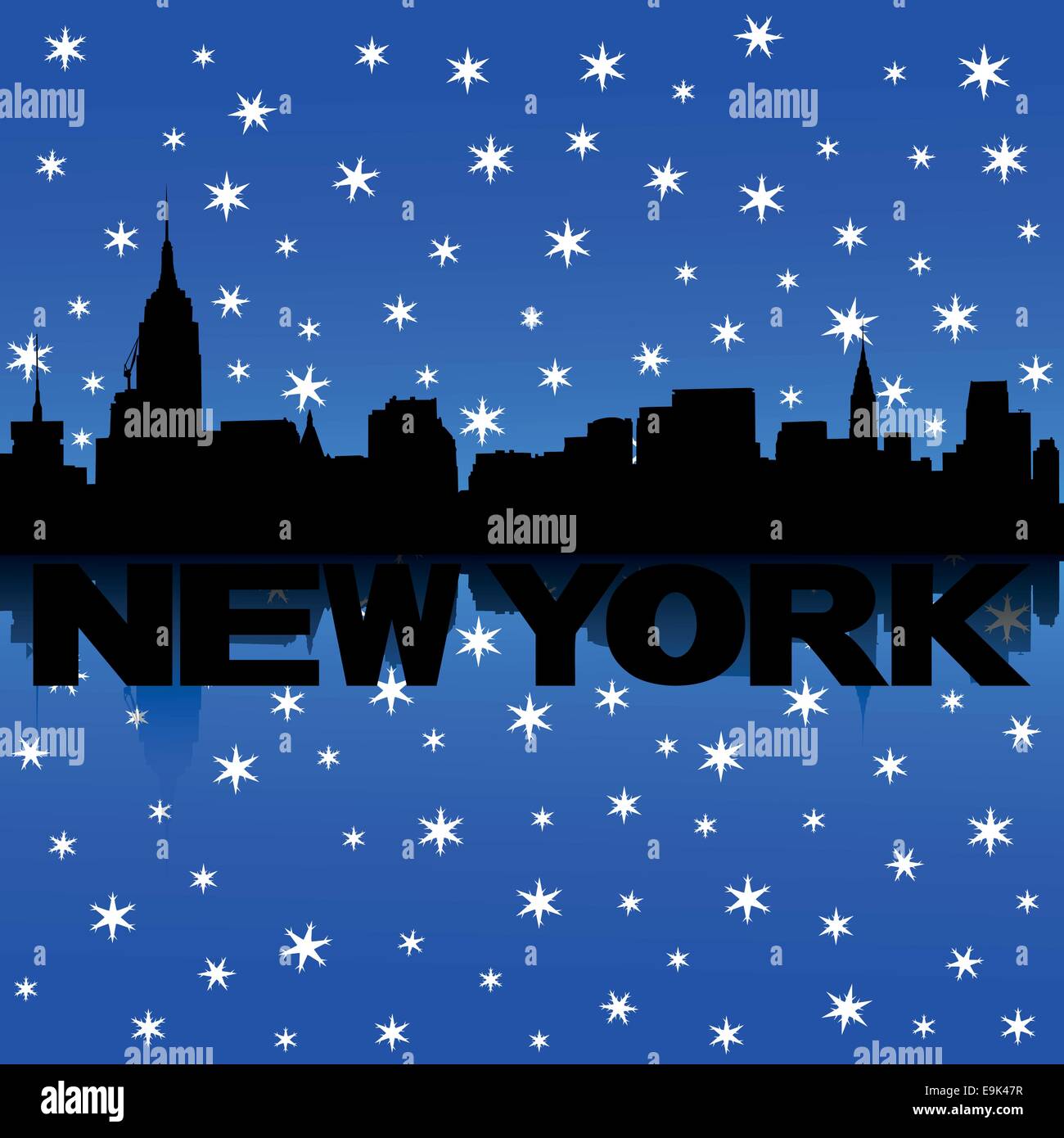 Midtown Manhattan skyline reflétée par la neige illustration Illustration de Vecteur