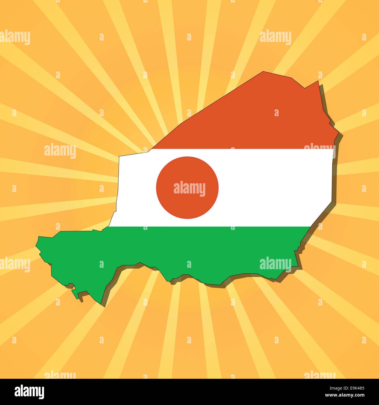 Niger carte drapeau sur blue sunburst illustration Illustration de Vecteur