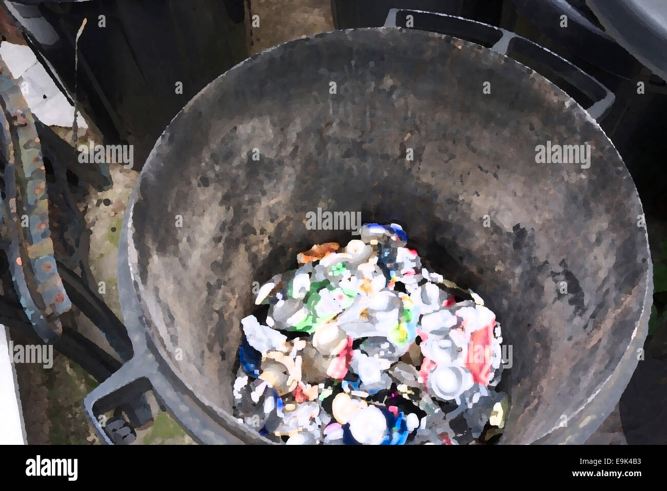 En canettes de boissons un bac en attente d'être recyclés Banque D'Images