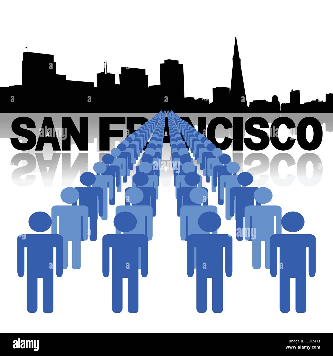 Lignes d'horizon de San Francisco avec les gens vector illustration Illustration de Vecteur