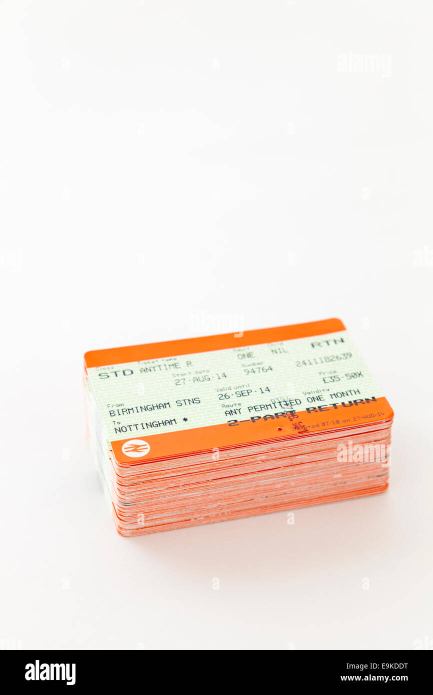 Une pile de billets de train, UK Banque D'Images